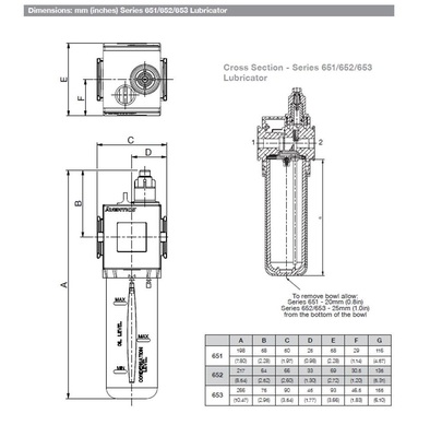 G653AL0P50A0000 NUMATICS/AVENTICS LUBRICATOR<BR>653 SERIES 3/4" G, PB W/BG